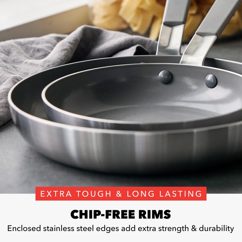 GreenPan x Bobby Flay Stainless Steel 8” & 10” Frying