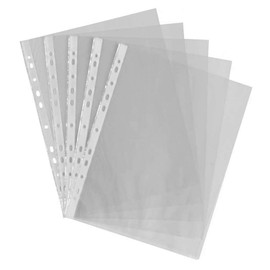 100 X A4 Clear Plastic Punch Punched Pockets FOLDERS Filing Wallets Sleeves