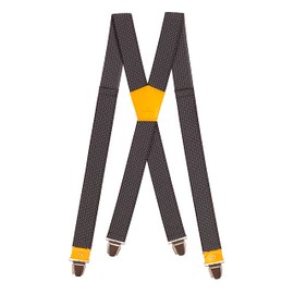 Pierrot Men's Braces Wide and Vintage Premium - Made in Germany / France - Reinforced Elastic Band & Leather Fittings with Extra Strong Metal Clips - Adjustable Length up to 130 cm, Grey polka dots