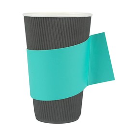 Restaurantware SLEEVES ONLY: Restpresso Hot Coffee Sleeves With Handle 1000 Disposable Cup Sleeves - Cups Sold Separately Fits 12- 16- And 20-Ounce Cups Turquoise Paper Cup Jackets