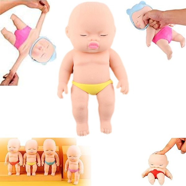CHSKY Squeeze Toy Squeeze Doll Toy Stress Relief Baby Doll Toy Squeeze Doll Toy Squeeze Doll Toy Squeeze Doll Toy Relieving Toy Healing Moe Cute Decoration Tabletop Figurine Doll Pinch Music Safety