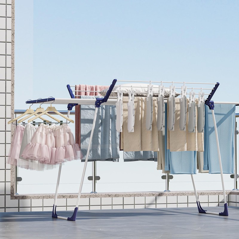 APEXCHASER Clothes Drying Rack, Foldable Gullwing Laundry Rack for Indoor
