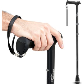HEALTHBAZAAR Bastón para Caminar Todo Terreno, Bastones Plegables para Hombres y Mujeres, Almohadillas para Orejas de Aire, bastón Plegable con absorción de Golpes, Asas cómodas