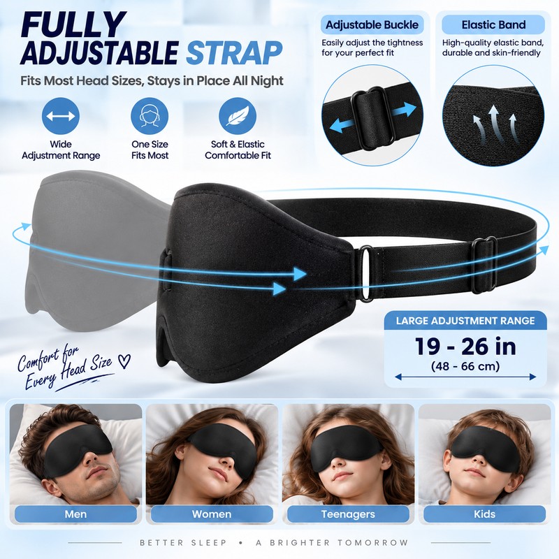 3D Sleep Eye Mask for Light Blocking – Contoured Eye