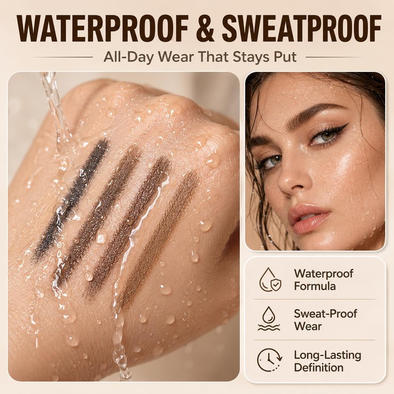 6PCS 3Colors Eyebrow Pencil Set with Sharpener - Long Lasting