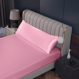 Homiest Satin Body Pillow Cover, Pink Body Pillowcase 20 x 54 Inch Pillowcovers with Envelope Closure, Luxury & Ultra Soft Body Size Pillow Cases for Hair and Skin, Cooling Long Pillow Cover