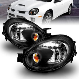 AmeriLite Black Replacement Headlights Set For 03-05 Dodge Neon - Passenger and Driver Side