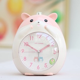 Alarm Clock, Loud Hamster, Alarm Clock, For Children, Analog Bell, Cute Animals, Character, Popular, Fashionable, Birthday, Girls, Gift (Pink)
