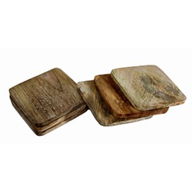 StonKraft Square Wooden Coasters for Tea & Coffee – Handmade Set of 6 | Handicraft Tabletop Decorative Coasters for Office, Home, Bar