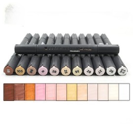 12 Colors Manga Colors Skin Tones Markers Art Marker Double-Ended Brush Set for Sketch Graphic Design Figures Cartoon Color