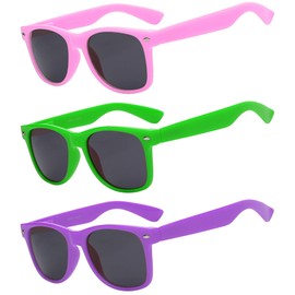 3 Pack Retro Vintage Smoke Lens Sunglasses Colored Plastic Frame Men Women