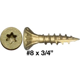 8 x 3/4" Bronze Coated Exterior Coated - ACQ Compatible Multipurpose Wood Screw -Torx/Star Drive Flat Head 1 Pound - 381 Screws