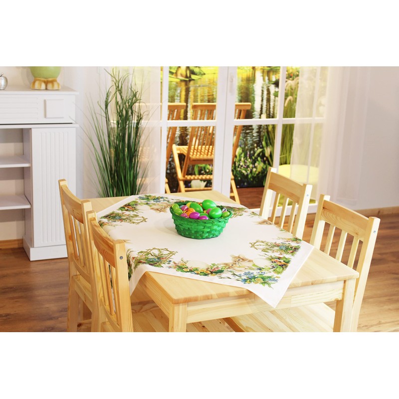 KAMACA Table Runner Spring Easter Flowers Rabbit Decor Easter Bunny