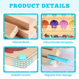 Montessori Toy, Magnetic Game Labyrinth Toy, Wooden Toy, Numbers and Colours, Educational Toy, Motor Skills Toy from 3 4 5 6 Years, Gift for Children, Boys, Girls