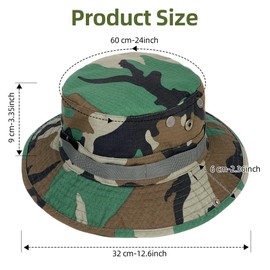 DiULi Camo Boonie Hat for Men Women, UPF 50+ Unisex Rich Camouflage Bush Bucket Hat Bush Jungle Wide Brim Army Military Sun Cap Jungle Hat for outdoor Fishing Hunting Safari Beach