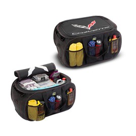C7 Corvette Pop Up Trunk Organizer - Black - Trunk Organization Caddy with Embroidered Logo 2014-2019 Corvettes
