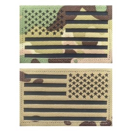 Antrix Set of 2 3.15x2 Inch Multicam IR Infrared US USA American Flag Patch, Tactical Vest Patch Hook-Fastener Backing Reflective Die Cut Combat America Patch for Army Clothes,Tactical Backpack