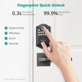 Keyless Entry Door Lock - AkaGear Smart Door Lock, Fingerprint Electronic Keypad Deadbolt Lock, Smart Lock for Front Door, Auto-Lock & One Touch Locking, Easy Installation - Oil Rubbed Bronze