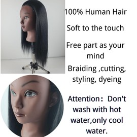Practice Hair Mannequin Head for Braiding Hairstyling,Yaki Texture Black Head Mannnequin with Hair for Kids (Braiding Head 16 inch)