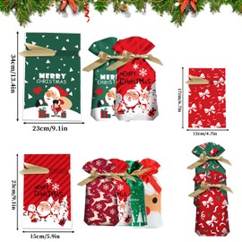 Pack of 40 Christmas Gift Bags, Christmas Gift Bags with Drawstring, Gift Bag Gift Wrapping, for Christmas, Party (Pack of 40)