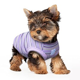 SZAT PRO Striped Teacup Pet Dog T-Shirts, 100% Cotton Tank Vest for Small Dogs and Cats, Sleeveless Puppy Clothes for Chihuahua Yorkie Purple,3X-Small