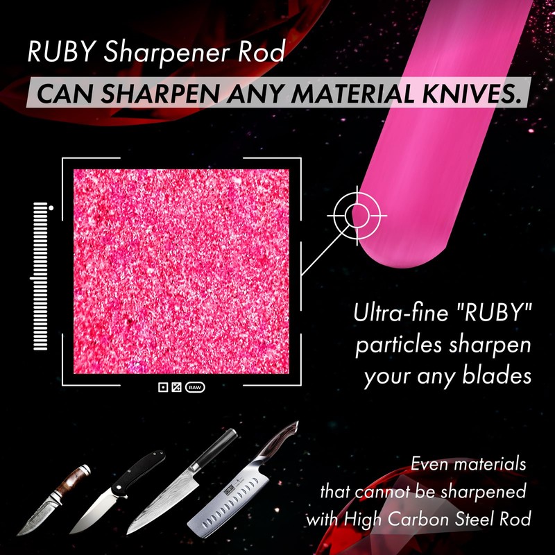 Ruby Sharpener Rod: Durable Knife Sharpener, Harder Than Steel Honing