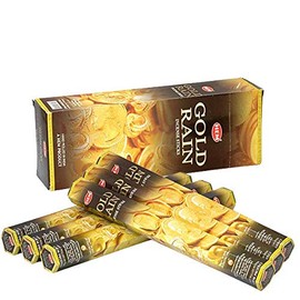 HEM AGLAN MAYOREO Incienso Hexagonal Paquete con 6 Tubos DE 20 VARITAS Cada uno (Lluvia DE Oro)