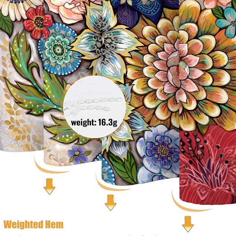 Neasow Boho Floral Shower Curtains for Bathroom, Bright Fabric Blossom