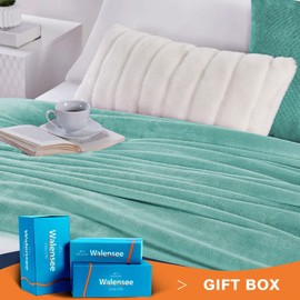 Walensee Fleece Blanket Plush Throw Fuzzy Lightweight (Throw Size 50x60 Light Blue) Super Soft Microfiber Flannel Blankets for Couch, Bed, Sofa Ultra Luxurious Warm and Cozy for All Seasons