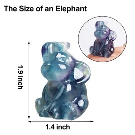 Hand Carved Rainbow Fluorite Gemstone Elephant Figurine Feng Shui Gift for Love Harmony desk accessories Gifts for women Adorable Elephant Sculpture for Wealth Unique Spiritual Decor Home Decor