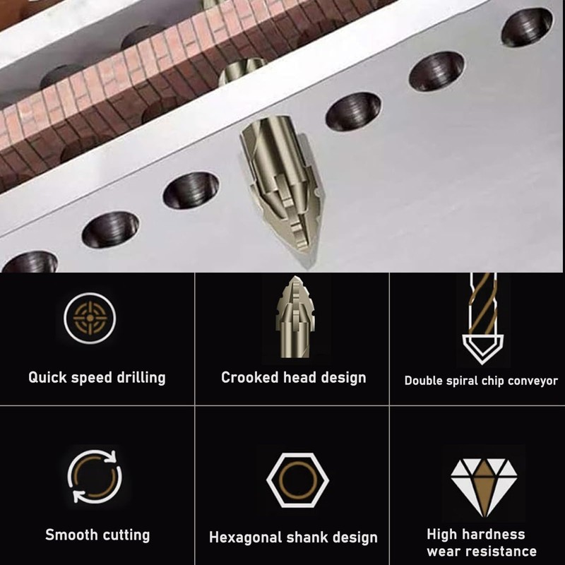 High Strength Eccentric Twist Drill Bit,for Stone,Glass,Concrete,Wood,Brick,Metal,Four Blade Serrated Drill