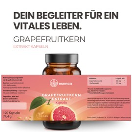 Esenca Grapefruitkernextrakt 500mg - 120 Kapseln - 45% Flavonoide - entspricht 225mg pro Kapsel - Hochdosiert - in Deutschland hergestellt