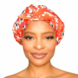 GRACE & COMPANY Luxury Shower Cap For Women - 100% Waterproof, Reusable, Washable & Breathable Shower Caps - Casablanca