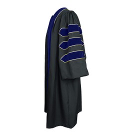 GradPlaza Doctoral Graduation Gown Doctoral Regalia by University Doctoral Hood with Gold Piping and Doctoral Tam 8 Sides