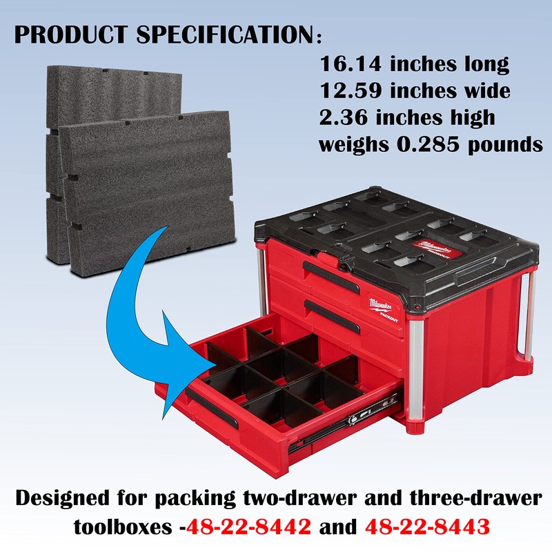 Packout Foam Inserts 48-22-8452 fits for Milwaukee Packout Drawer Tool