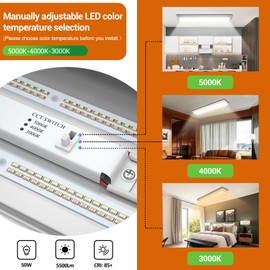 FAITHSAIL Dimmable 4FT LED Wraparound Light, Selectable 3 Color Temperature 3000K/4000K/5000K CCT 50W 5500LM 4 Foot Kitchen LED Light Fixture, Flush Mount 48 Inch Ceiling Lighting Fixture, 1 Pack