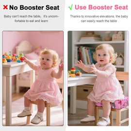 Booster Seat Chair, Child, Flexible, Washable, Dismountable, Portable Cartoon Booster Seat Chair, Children, 2 Safety Buckle, Non-Slip Chair Raiser, Children's Booster Seat for Home On the Go