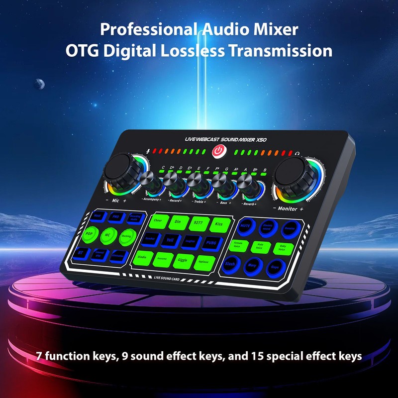 Live Sound Card Audio Mixer Recording Desktop Singing BT Power