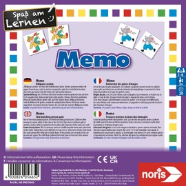 Noris 608985665 - Memo, eines der beliebtesten Kinderspiele der Welt - Reise-und Mitbringspiel, ab 3 Jahren