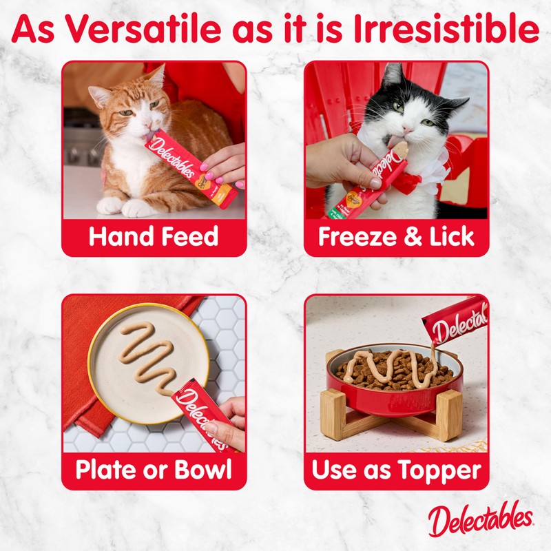 Delectables Squeeze Up Creamy Squeezable Puree, Lickable Wet Cat Treats,