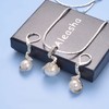 Aleasha Pearl Pendant Necklace Earring Set Women's Silver Chain Jewellery