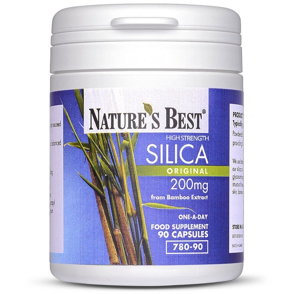 Silica 200mg | High Strength Naturally Sourced Silica Supplement | 90 One-A-Day, Vegan Capsules (3 Month’s Supply) | from Bamboo Extract | UK Made