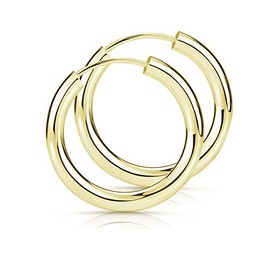 Materia Women's Earrings, Gold Hoop Earrings, Lightweight - 925 Sterling Silver Gold-Plated 15, 20, 30, 40, 47, 60 mm / 2.5 mm wide - Made in Germany, Gold-Plated Silver, gold