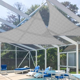 E&K Sunrise 15' x 27' x 31' Sun Shade Sail Right Triangle Canopy Shade Cover UV Block for Patio Backyard Garden Outdoor (Light Gray)