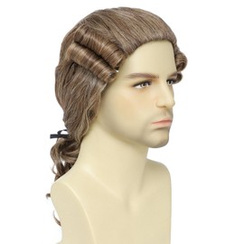 Judge Colonial Wig for Men Funny Crazy Wigs Washington Halloween Costume Cosplay Party Wigs (Light Brown)