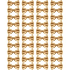 JaGely 40 Pcs Men's Bow Ties Pre Tied Tuxedo Formal Adjustable Clip On Bow Satin Bowtie for Men Costume Wedding Party (Champagne)