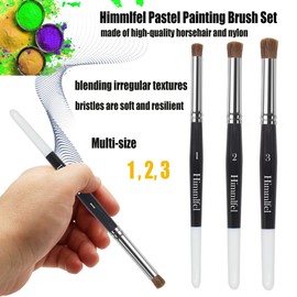 Himmlfel Pastel Painting Brush Set,3 Pcs Blending & Smoothing Brushes for Chalk Pastels,Oil Pastels,Charcoal,Crayons, Beginner & Artist Tools for Blending Soft Pastels,Dry Brush