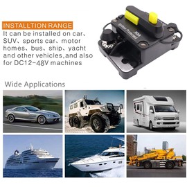 Car Circuit Breaker 30-300A, DC 12-48V Waterproof Car Fuse, Circuit Breaker with Manual Reset, Fuse Holder Inverter for Engine, Car Marine Stereo Audio (30A)