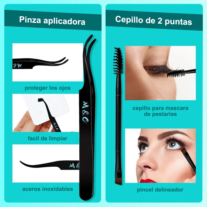 Kit Extensiones De Pestañas 30d+40d Curvatura D 9-16mm Mixta