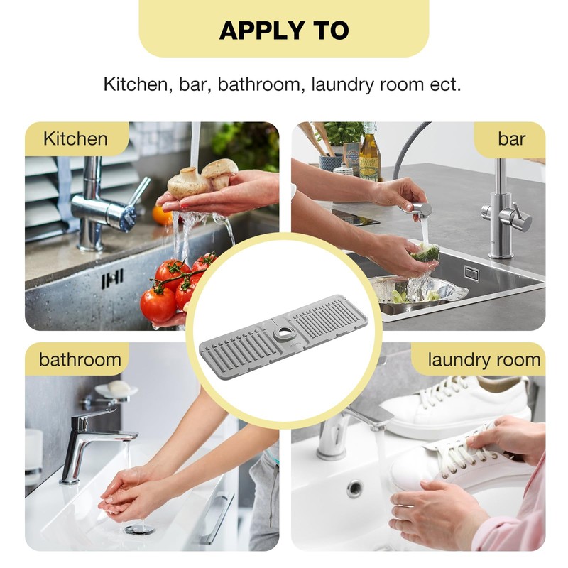 Faucet Mat for Kitchen Sink – Adjustable Silicone Sink Splash
